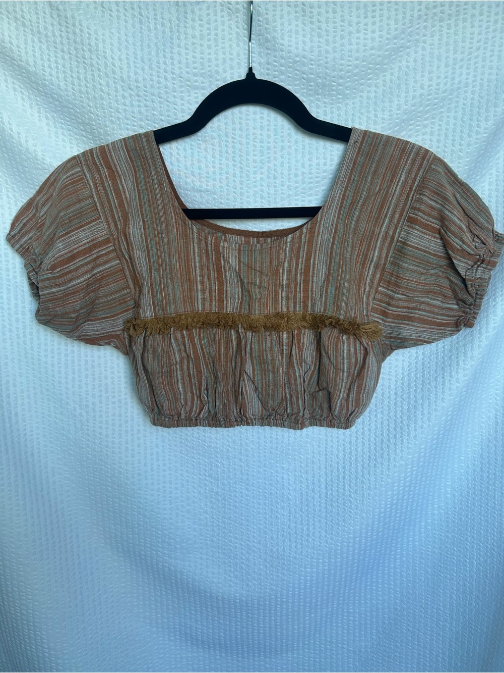 Reformation Boho Fringe Striped Crop Top Size XS